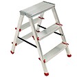 BRIXO - Escabeau 3 marches Marche-pied Aluminium Charge 125 kg Pliable Pieds anti-dérapants BRIXO - vignette