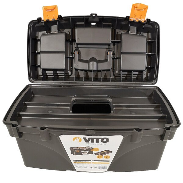 VITO - Boite à outils 21" 535 x 291 x 280 mm Grande malette 3 organiseurs sur couvercle + Porte outils interieur VITO - large