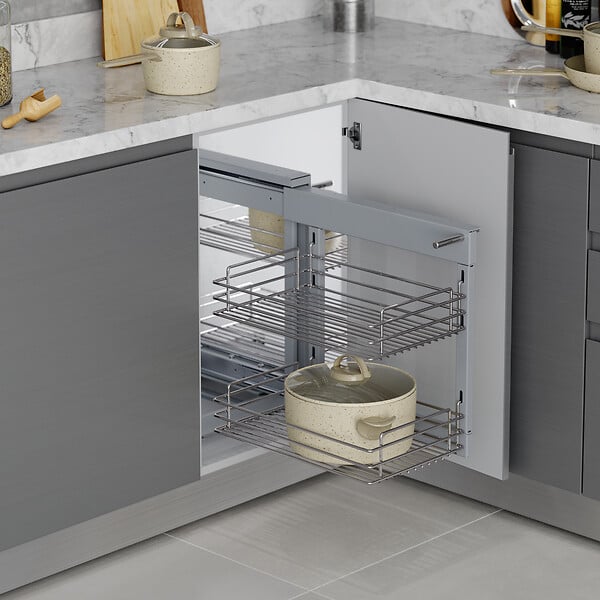 EMUCA - Système d'angle extractible pour meuble de cuisine Suprastar, acier, chrome - large