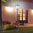 HOMCOM - Outsunny Luminaire extérieur solaire lampadaire lanterne classique LED 40 Lm dim. 18L x 18l x 160H cm noir - vignette