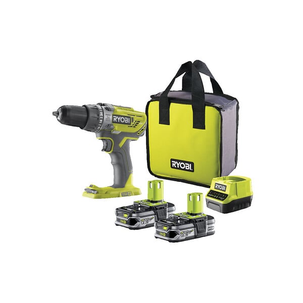 RYOBI - Perceuse-visseuse à percussion RYOBI 18V One+ - 2 Batteries 1.5Ah - 1 Chargeur - R18PD3-215S - large