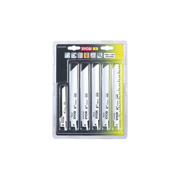 RYOBI - Pack RYOBI Scie sabre électrique RRS1200-K - 1200W - lot de 6 lames universelles - bois et métal - 100/152mm - RAK06RB - large