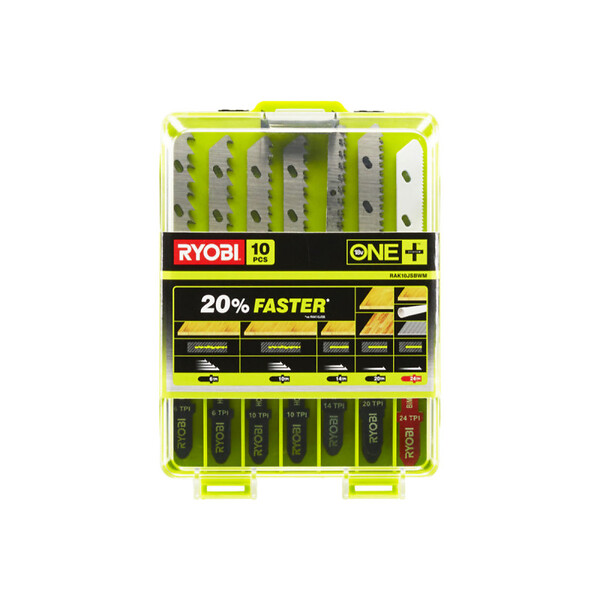 RYOBI - Pack RYOBI - Scie sauteuse pendulaire R18JS-0 - 18 V One+ - Sans batterie ni chargeur - Coffret de 10 lames spéciales scie sauteuse RAK10JSBWM - large