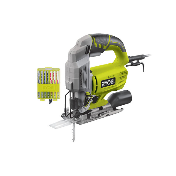 RYOBI - Pack RYOBI Scie sauteuse électrique RJS750-G - 500W - 75mm - bois - coffret de 10 lames - bois - plastique - bimétal - 102mm - RAK10JSB - large