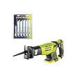 RYOBI - Pack RYOBI - Scie sabre RRS1801M - 18V One+ sans batterie ni chargeur - Lot de 6 lames universelles - bois et métal 100/152mm - RAK06RB - vignette