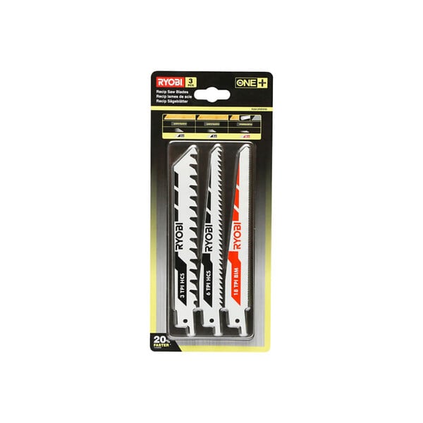 RYOBI - Pack RYOBI - Scie sabre R18RS-0 - 18V One+ - sans batterie ni chargeur - Lot de 3 lames RAK3RBWM spéciales scie sabre - large