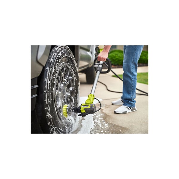 RYOBI - Pack RYOBI - Brosse motorisée télescopique - RWTS18-0 - 18V One+ - Sans batterie ni chargeur - Tête de brosse RAKSCRUBH surfaces dures - large