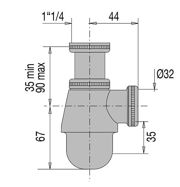 VALENTIN - Valentin - Siphon Bidet-lavabo Réglable En Laiton Chromé - large