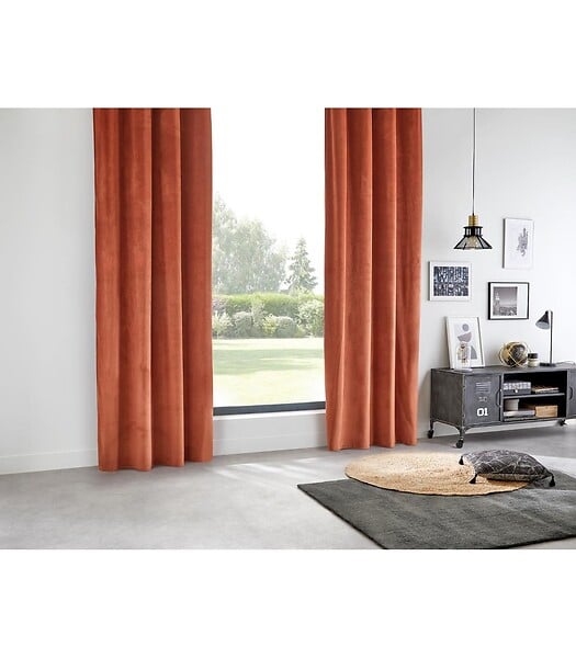ATMOSPHERA - Rideau à œillets Occultant en Velours Terracotta 140 x 260 cm - large