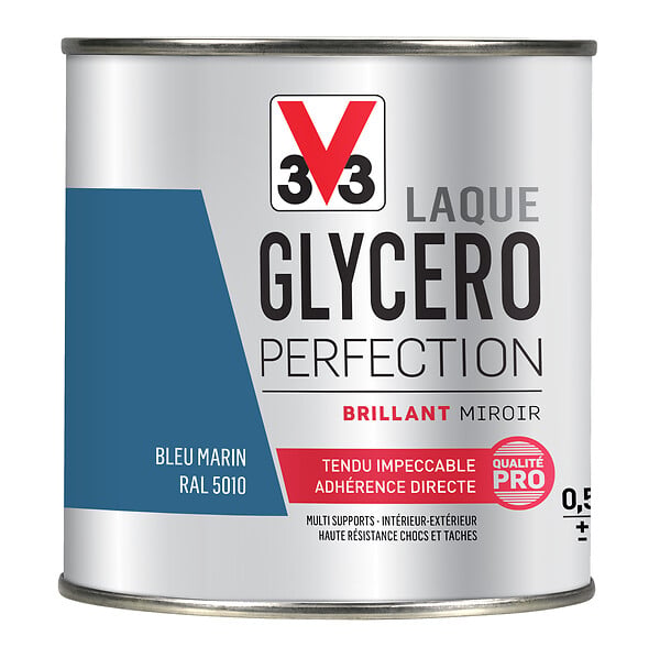 V33 PEINTURE - Peinture laque Glycero - Bleu marin - Brillant - 0,5L - large