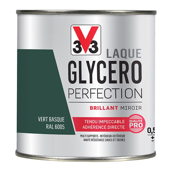 V33 PEINTURE - Peinture laque Glycero - Vert basque - Brillant - 0,5L - large