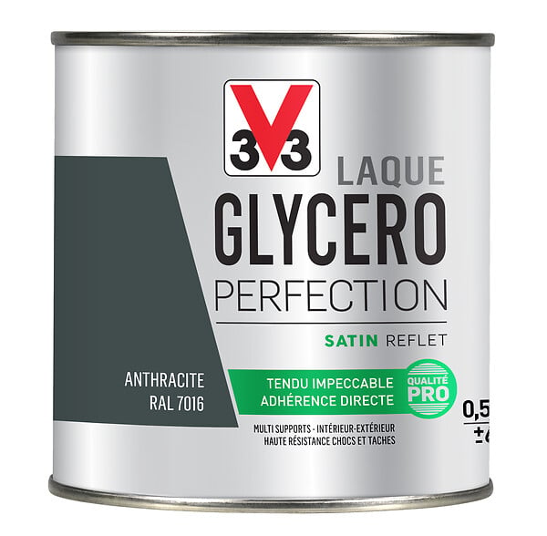 V33 PEINTURE - Peinture laque glycéro satin - Anthracite - 0,5L - large