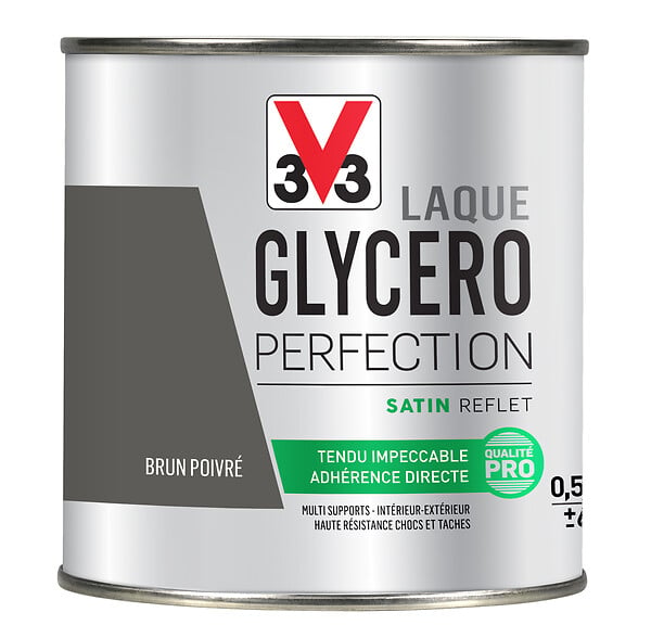 V33 PEINTURE - Peinture laque glycéro Laque Glycéro - Brun poivre - 0,5L - large