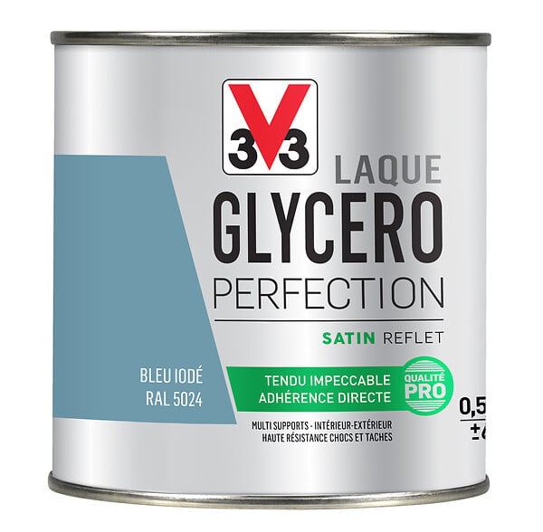V33 PEINTURE - Peinture laque glycéro - Bleu iode - Satin - 0,5L - large