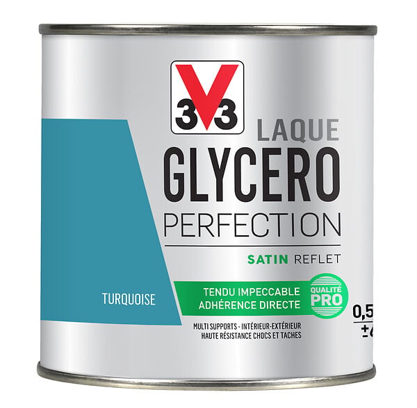 V33 PEINTURE - Peinture laque glycéro - Turquoise - Satin - 0,5L - large