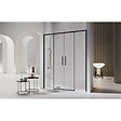 KASSANDRA - Paroi de douche 2 verres fixes + 2 portes coulissantes DELTA noir mat 151-153.6 cm - vignette