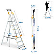 HOSTRÃ–M - Escabeau 7 marches DURAMP sécurisé avec rampes, tablette porte-outils, marchepied pliable aluminium, hauteur plateforme 140cm, garantie 5 ans Hoström - vignette