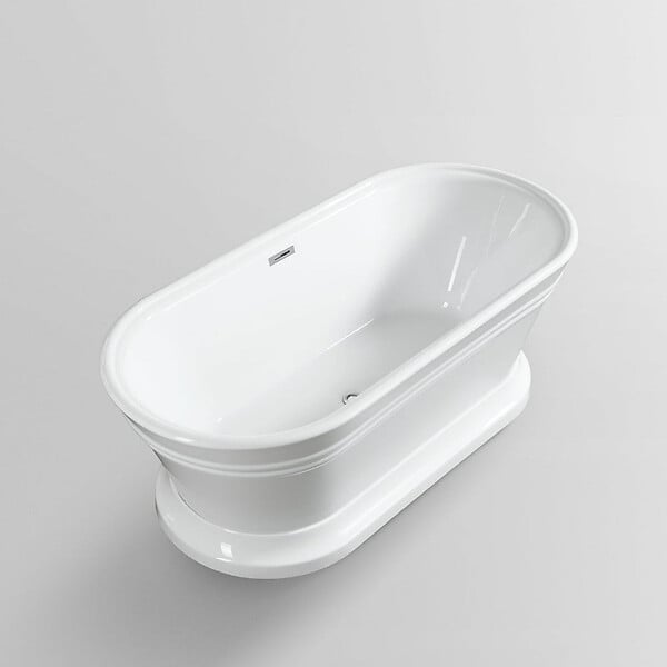 STANO - Baignoire îlot design sur socle ovale SEATTLE blanche 170 cm - large