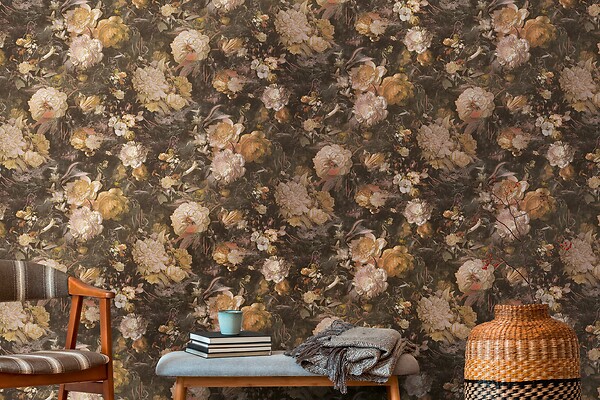 AS CREATION - Papier peint vinyle Fleur Blossom - Jaune - 0,53x10,05m - large