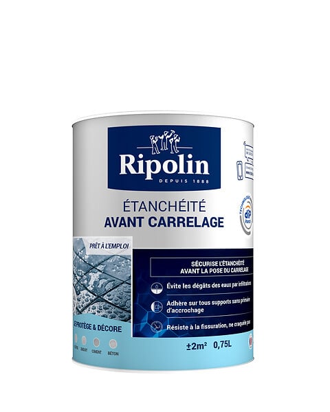 RIPOLIN - Étanchéité avant carrelage blanc mat - 0,75L - large