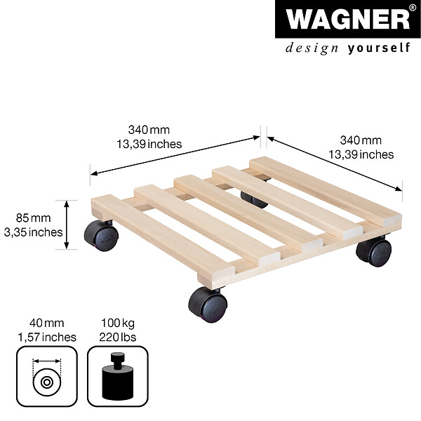 WAGNER - Support PALETTI pour pot de fleur - Hêtre massif - 100 kg - large