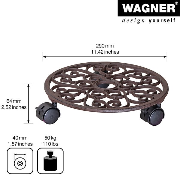 WAGNER - Support à roulettes  ANTIK diam 29 x 6,5 cm - large