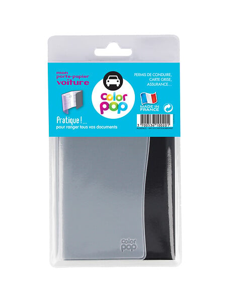 DIVERS - Porte-papiers PVC COLOR POP gris 2 compartiments - large