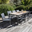 OVIALA - Table de jardin structure aluminium et céramique aspect bois - Tivoli - vignette