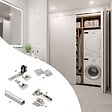 EMUCA - Kit de quincaillerie pour 2 portes coulissantes pliantes et armoire à fermeture souple Twofold, pour 4 panneaux non inclus, Sans coulisse, Anodisé mat - vignette