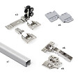 EMUCA - Kit de quincaillerie pour 2 portes coulissantes pliantes et armoire à fermeture souple Twofold, pour 4 panneaux non inclus, Sans coulisse, Anodisé mat - vignette