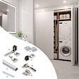 EMUCA - Kit de quincaillerie pour 2 portes coulissantes pliantes et armoire à fermeture souple Twofold, pour 4 panneaux non inclus, Avec coulisse, Anodisé mat - vignette