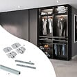 EMUCA - Kit de ferrures pour Flow 2 portes coulissantes et armoire à fermeture souple avec rails encastrés 2,35m, panneaux non inclus, Anodisé mat - vignette