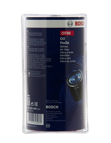 BOSCH - Filtre à huile cartouche - OF88 - joint d'étanchéité inclus - large