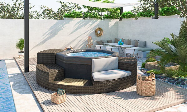 NETSPA - Spa Octopus - Gris - 4-6 pers. - Diam.193xH.73cm - large