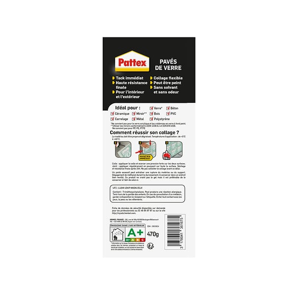 PATTEX - PATTEX Colle Fixation Gamme Rationnelle - Pavés de verre cart 470g - large