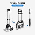 HOMCOM - Chariot diable pliable leger telescopique charge 70kg en aluminium argent-noir - vignette