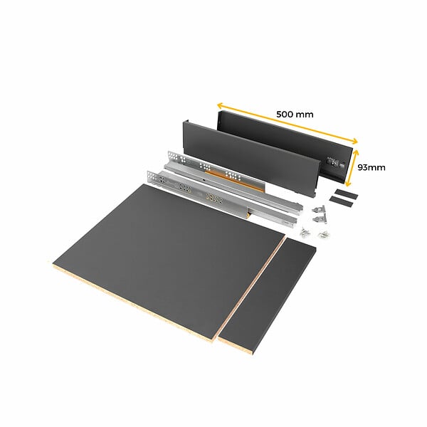 EMUCA - Kit de tiroirs pour cuisine ou salle de bains Vertex, hauteur 93mm, avec panneaux inclus, module 450mm, peint en blanc - large