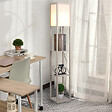 HOMCOM - Lampadaire étagère lampe étagère 26L x 26l x 160H cm 3 étagères 4 niveaux MDF gris clair - vignette