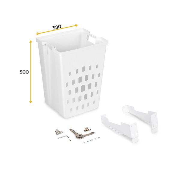 EMUCA - Panier à linge avec système de porte basculante, pour module 450 mm Laundry, plastique et acier, blanc - large