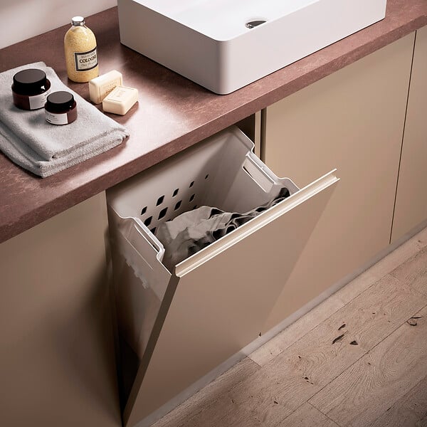 EMUCA - Panier à linge avec système de porte basculante, pour module 450 mm Laundry, plastique et acier, blanc - large