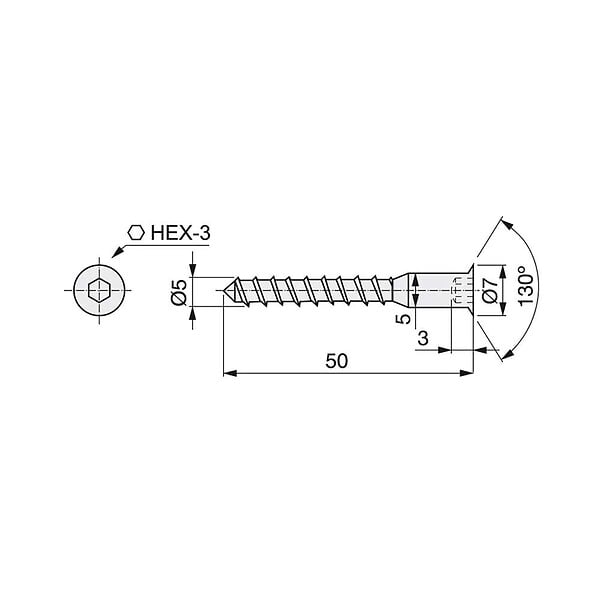 EMUCA - Lot de 500 vis autotaraudeuses à tête plate, diamètre 5mm, 50mm, acier zingué - large