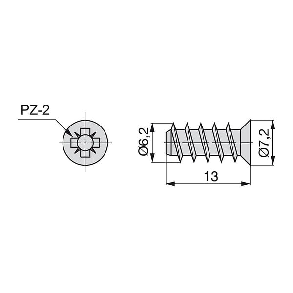 EMUCA - Lot de 500 vis, tête plate Pozidrive, diamètre 6.2mm, 13mm, Euro, acier, zingué - large