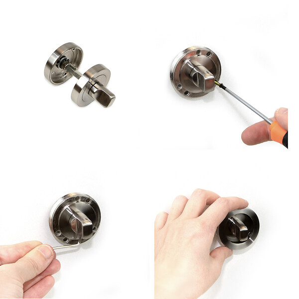 EMUCA - Lot de 5 condamnations avec rosace ronde pour portes intérieures, diamètre 50mm, Zamak, Nickel satiné - large