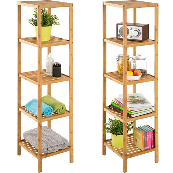 TECTAKE - Étagère en Bambou 5 niveaux 33x33x141cm marron - large