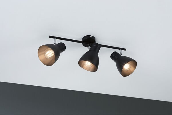 PAULMANN - Spots plafond métal Davy Noir E27 3x20W - large