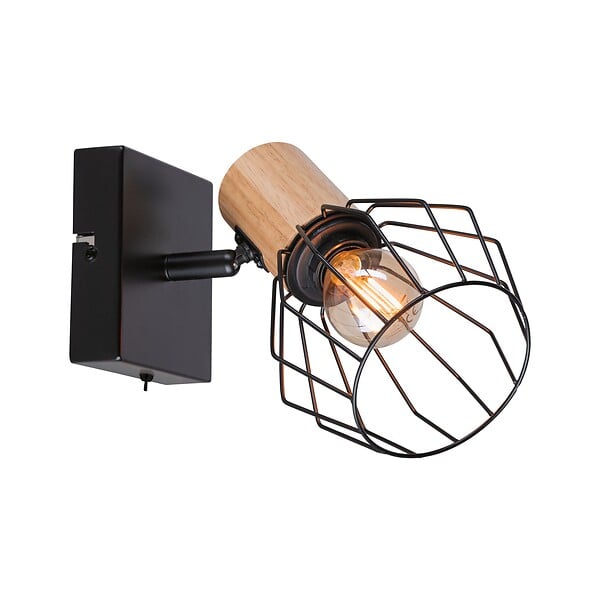 PAULMANN - Spot orientable Lanka - Bois et métal - Noir - 20W max - large