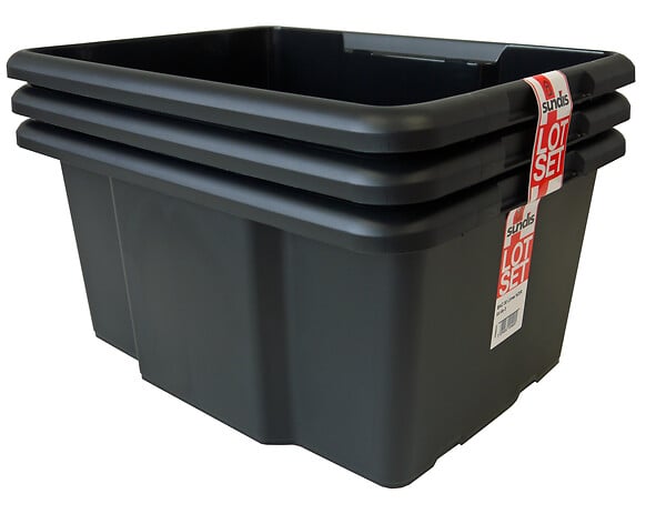SUNDIS - BAC 30Litres NOIR lot de 3 - large