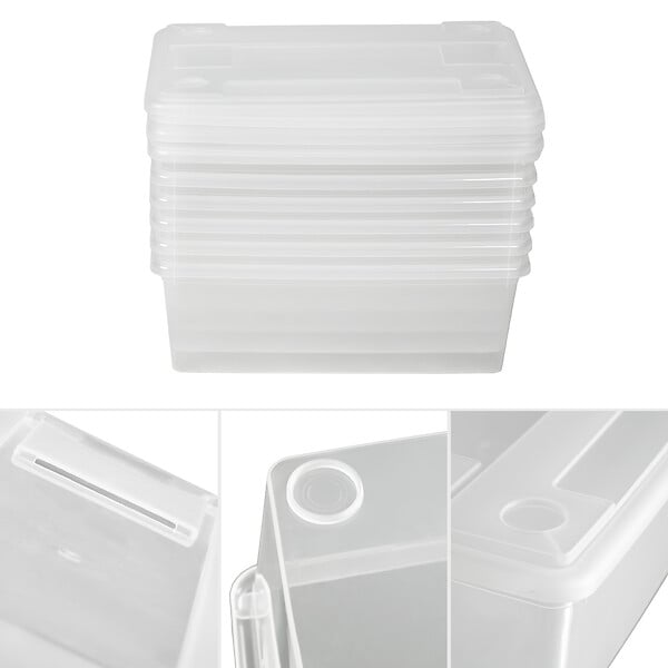TECTAKE - 12 boîtes de rangement plastique blanc transparent - large