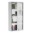 HOMCOM - Armoire à pharmacie 3 étagères 4 niveaux 30L x 12l x 60H cm porte verre trempé symbole croix acier inoxydable brossé - vignette