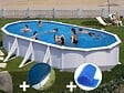 GRE - Kit piscine acier blanc Gré Atlantis ovale 8,15 x 4,90 x 1,32 m + Bâche hiver + Bâche à bulles - vignette